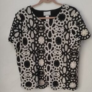 Alfred Dunner Petite Large Natural Instinct Crochet Flower Top  PL